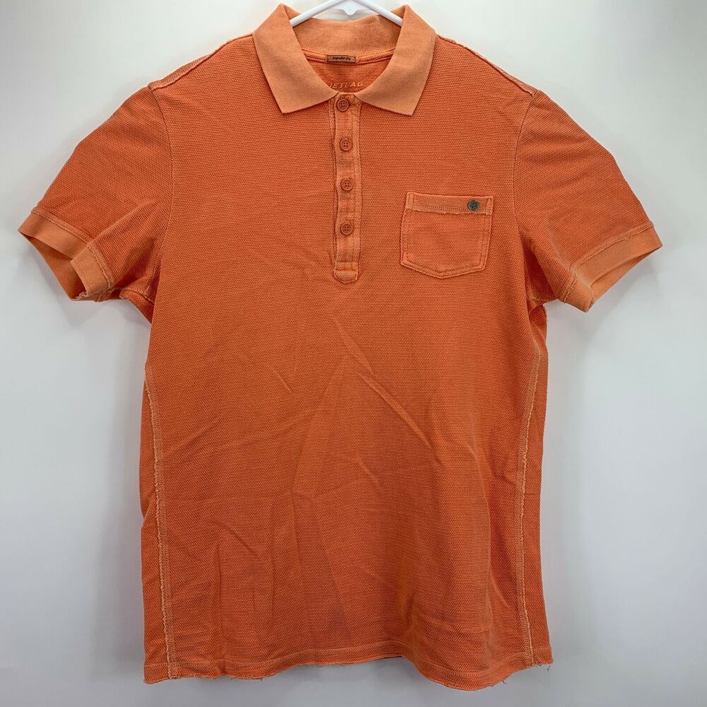 Jet Lag Mens Regular Fit Pocket Polo Shirt Peach Orange S